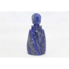 Handmade Snuff Perfume Bottle Natural Blue Lapis Lazuli Stone Hand Engrave LP23